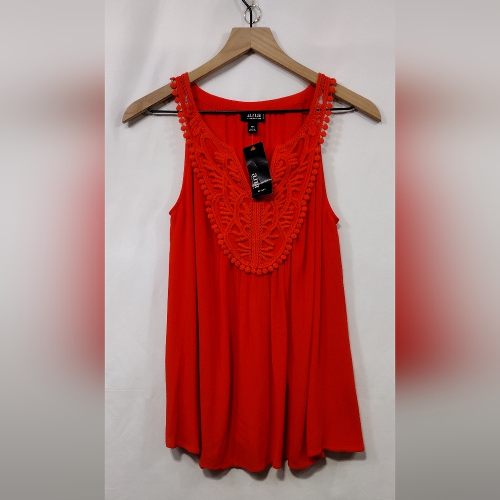 NWT ANA Lace Tank Top Women's PM Red Casual Comfy Retro 90s Y2K